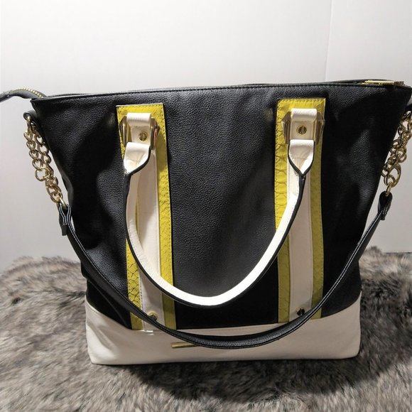 Steve Madden Medium Tri-Color Zip Top Tote - Picture 2 of 11